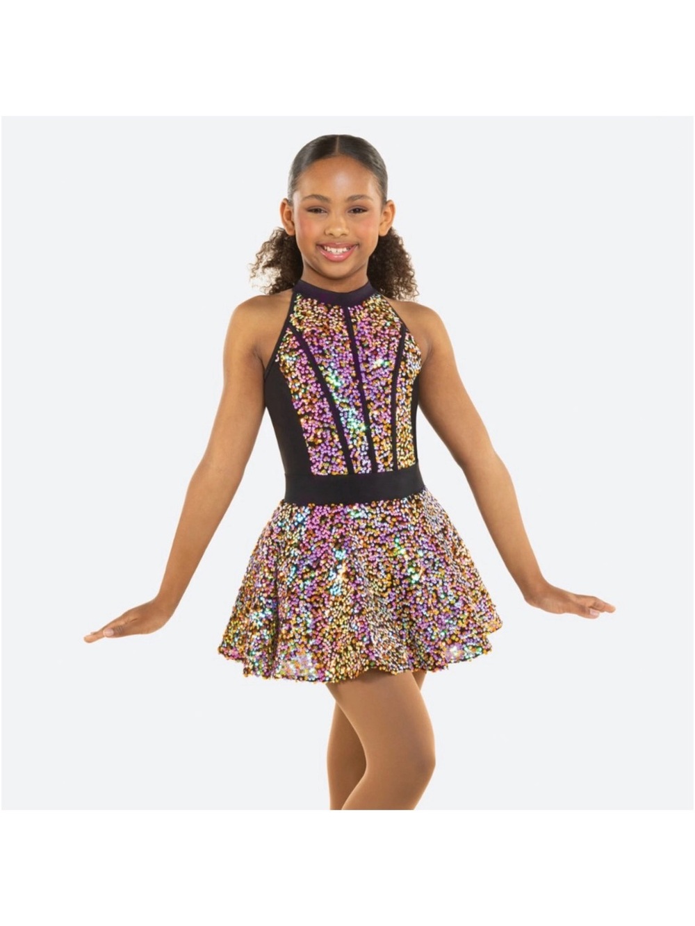 Revolution Dancewear | Get Dat Black Multicolor Sequin Dance Costume Dress, MC